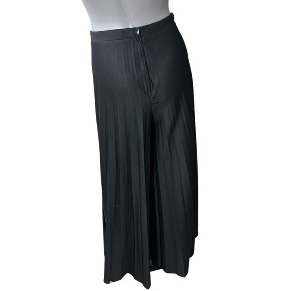 Vtg Pants Pleaded Culottes Wide Leg Black Caron Components Boho 2 XS Zipper - Picture 2 of 11